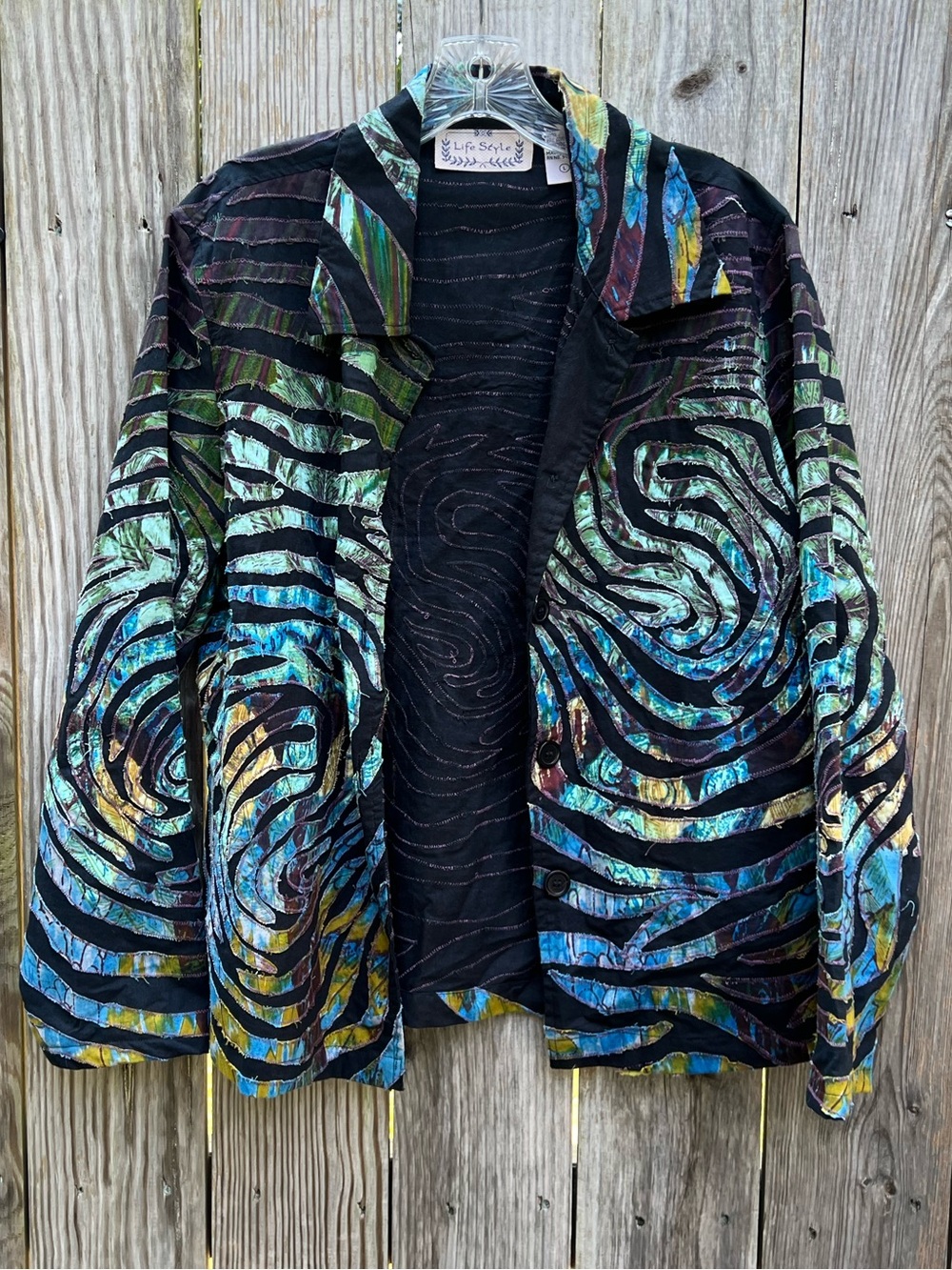 Lifestyle Artsy Colorful Swirl Vintage Embroidered Jacket  Women’s Large